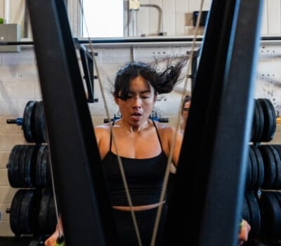 Woman pulling row
